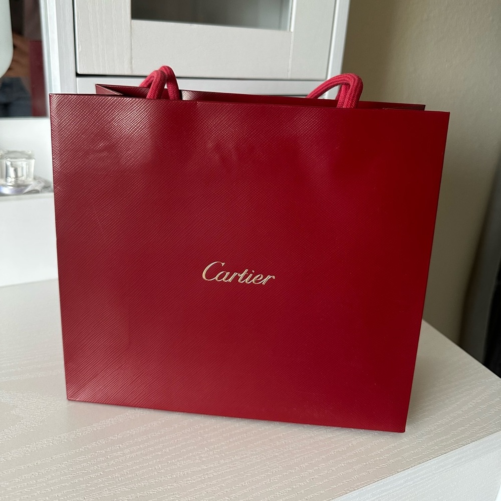 Cartier Red Luxury Shopping Mini Bag with Ribbon Handles